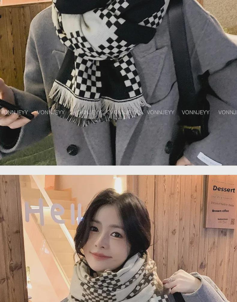 2024 British Checkered Women's Winter Scarf: Versatile Student & Couple Shawl