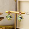 Antique-Style Enamel Flower Oil Painting Pearl Stud Earrings: Niche Literary Retro Luxury for Autumn/Winter