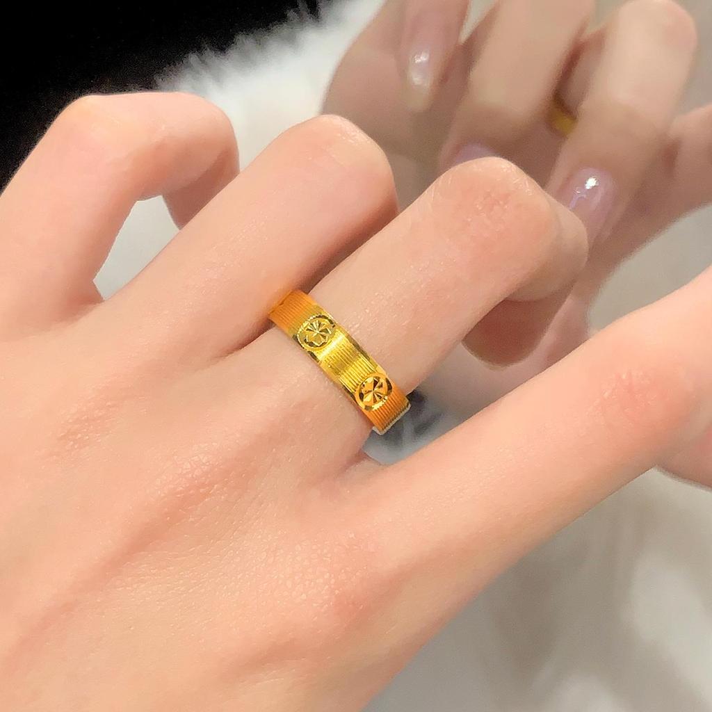 2026 Vietnamese Sand Gold Brushed Rice Pattern Ring: Ancient Method, Luxurious High-End Feel