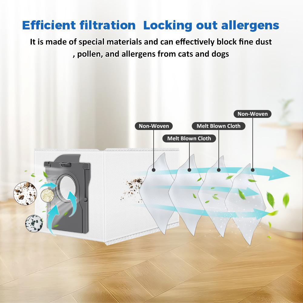 Hepa Filter Main Side Brush Spare Parts For Midea V12 Pro Sweeping Robot Vacuum Cleaner Dust Bag Mop Pad Home Accessories