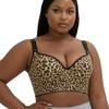 European Plus Size Leopard Print Adjustable Tank Style Full Cup Bra for Women