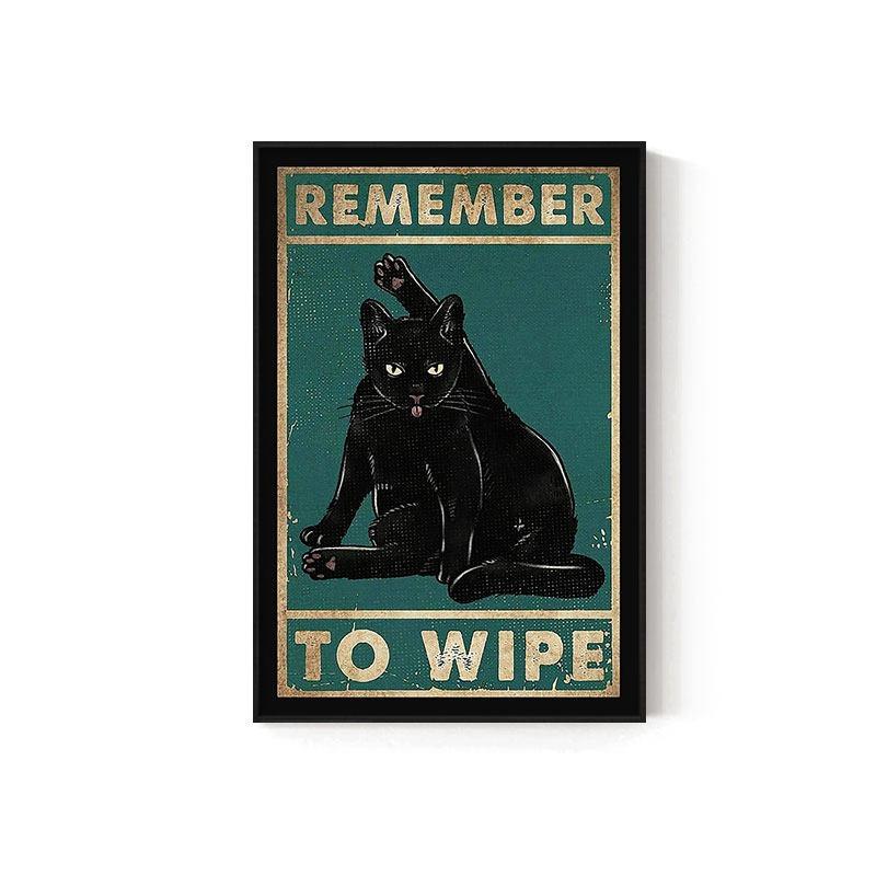 Retro Kitten Cartoon Canvas Painting Bathroom Toilet Poster Toilet Children's Room Decoration Painting for Modern Living Room Asian Style Home Decor