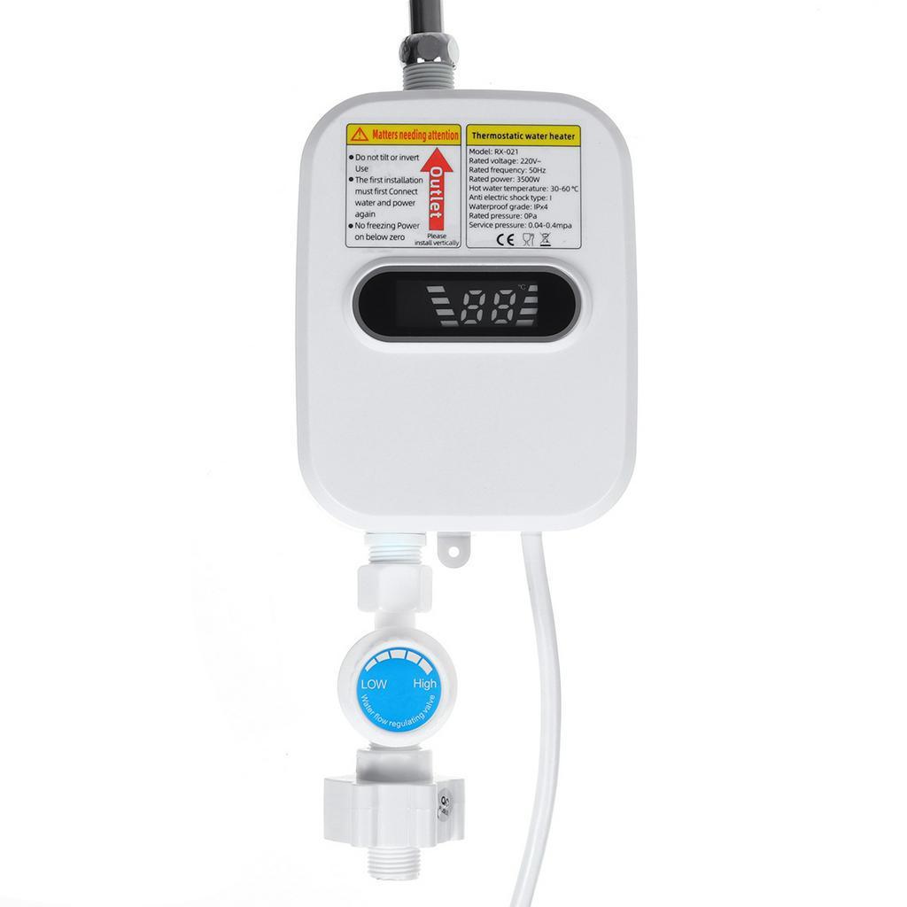 Mini Electric Tankless Instant Hot Water Heater Kitchen Faucet Tap Heating 3 Seconds Instant Heating LCD Display 3500W 220V