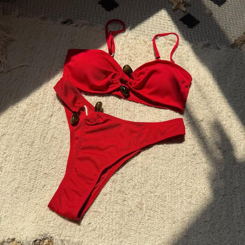 Ribbed High Cut Brazilian Bikini Female Swimsuit Two-Pieces Bikini Set Women Swimwear Padded Bathing Suit Bather Swim