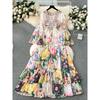 European Style Retro Elegant Silm Long Chiffon Dress