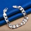 925 sterling silver 8-inch 12mm Figaro bracelet fashionable men's and women's party hip-hop accessories