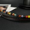 European and American Natural Agate Beaded Leather Bracelet for Men