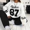 Womens Casual Oversized Round Neck Sweatshirt With 3D Letter Print Lightweight Comfort Fit