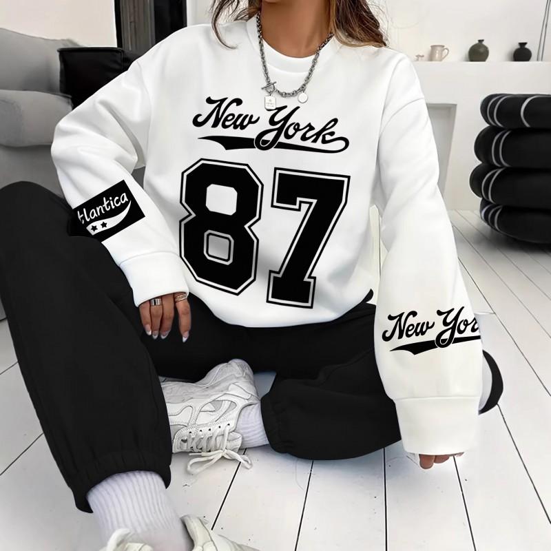 Womens Casual Oversized Round Neck Sweatshirt With 3D Letter Print Lightweight Comfort Fit