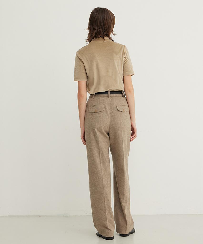 STEP AROUND Wool Blend Wide Pleated Slacks_Taupe