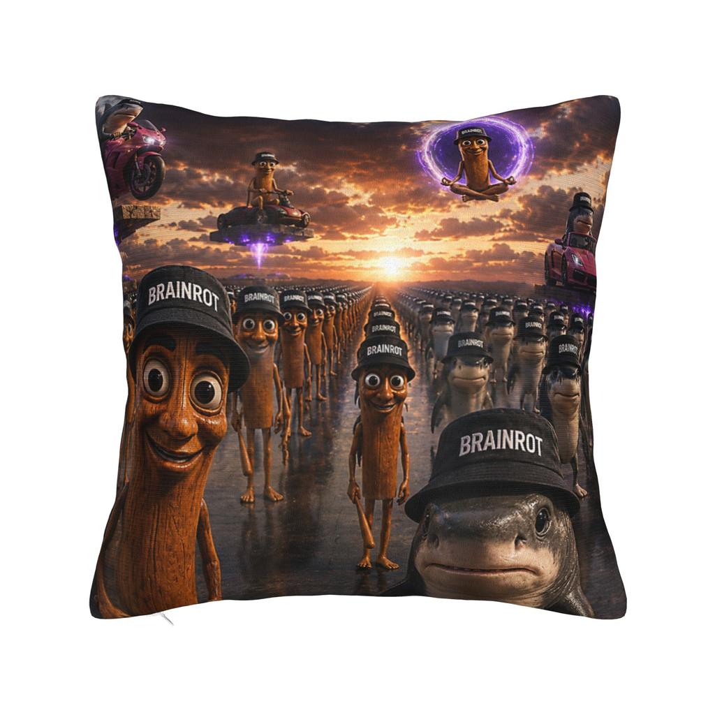 Pillow Case Motion At Your Front Door Tung Sahur John Pork Ai Baby Meme Custom Pillow Cover For Couch Sofa Bedroom Pillowcases