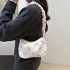 Sweet Flower Pleated Underarm Bag Bowknot Floral Shoulder Bag Simple Nylon Handbag  Gifts