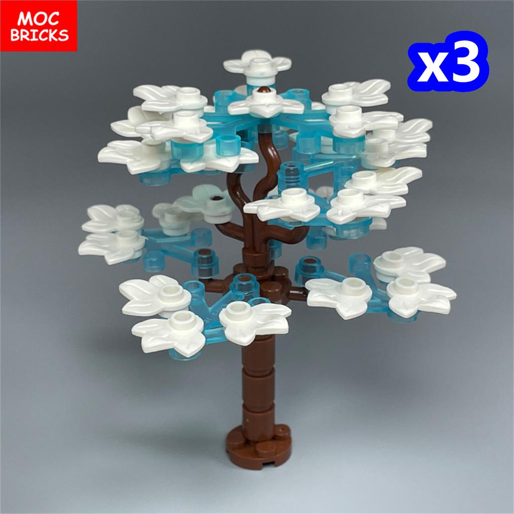 Non-Toxic Moc Bricks Window Fence Arch White Winter Snow Horse Figure City Architectural Church Accessories Children Christmas Toys