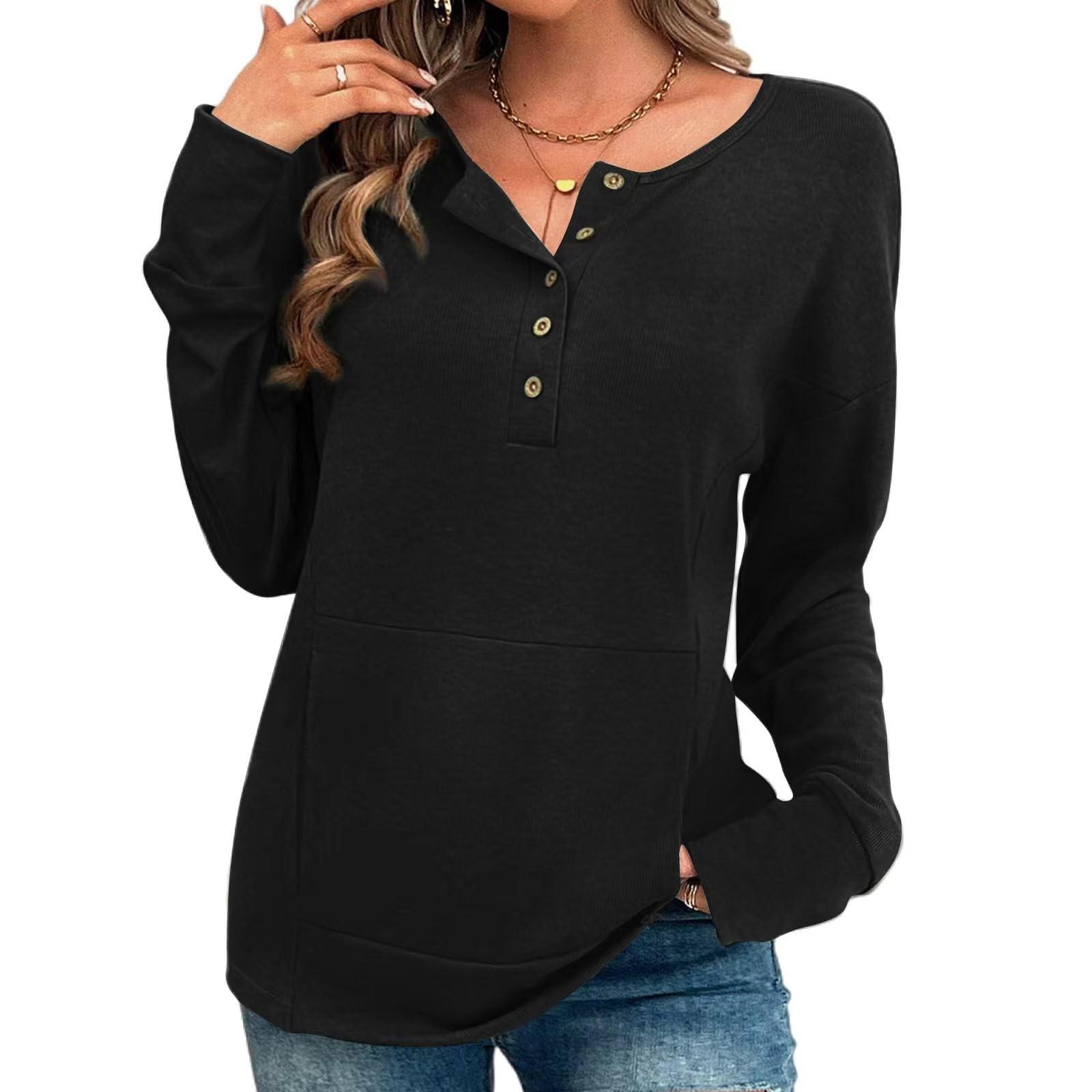 

Топы для женщин, пуловеры с длинными рукавами, повседневные рубашки, топ XS чёрный