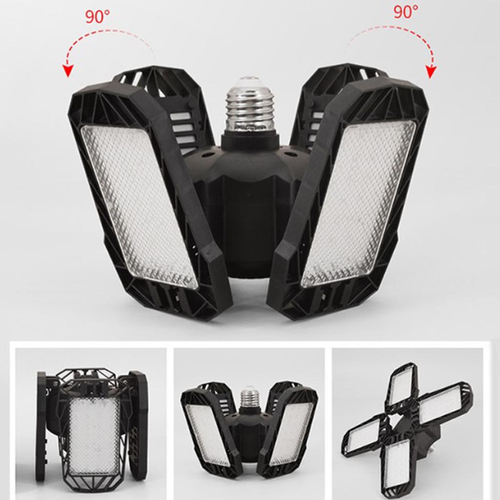 Foldable 4 Panels LED Garage Light 60W 6500K Cold White Collapsible Garage Folding Lamp for Living R