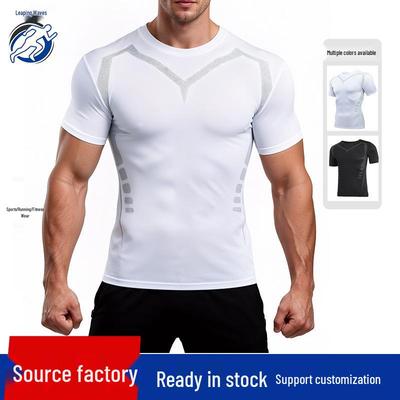 Herren Schnelltrockendes Kompressions-Sport-T-Shirt für Fitness, Laufen, Basketball und Fußball