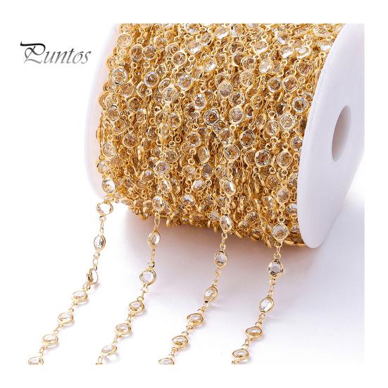 

Цирконовая цепочка DIY Браслет Ожерелье Изготовление ювелирных изделий со стразами Блестящая медная цепочка для рукоделия золотистый