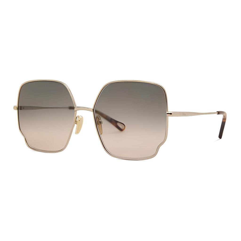 Chloe Logo Design Metal Irregular Shape Sunglasses Women sunglasses Gold CH0092S001
