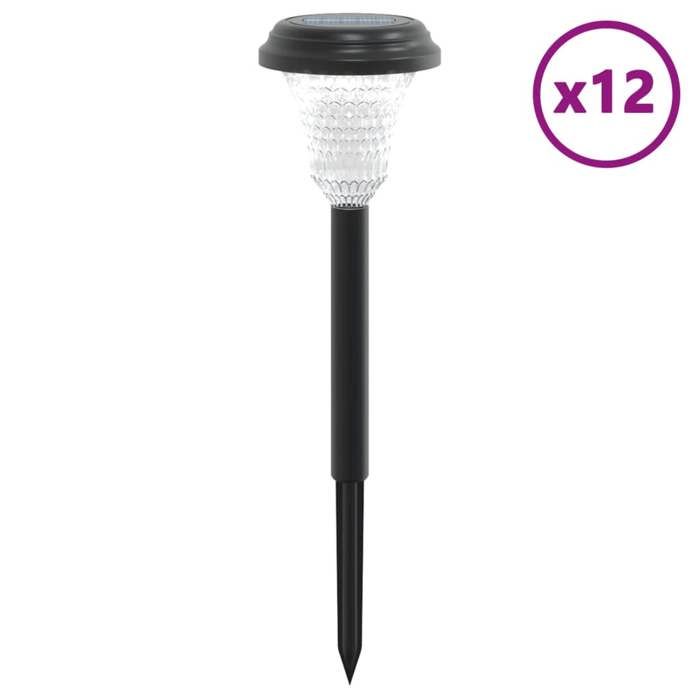VidaXL Lampes solaires d'allées et piquets de sol 12 pcs blanc, éclairage solaire d'allée, lampe solaire de jardin, 4008191