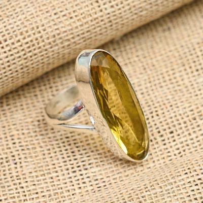 Elegant Citrine Gemstone Handmade 925 Solid Sterling Silver Jewelry Lovely Ring For Her