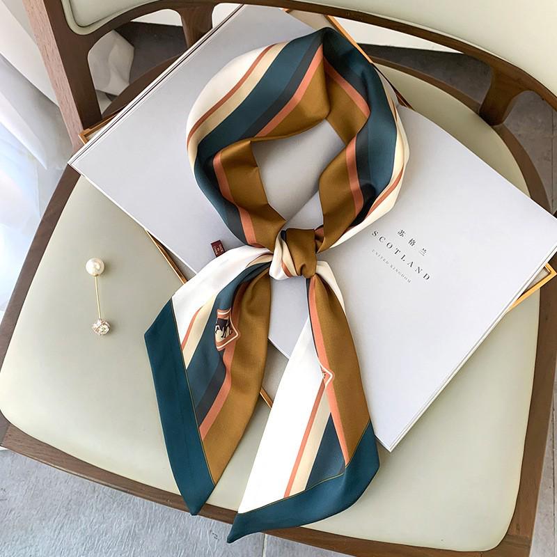 Korean Polka Dot Skinny Scarf: Imitation Silk Spring/Summer Neck Scarf & Headband Tie for Women