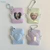 Angel Wing Photo Card Holder,Cute Heart Shaped Photocard Sleeve with Beaded Chain,Kpop Idol Photo Display Keyring for Bag Decor
