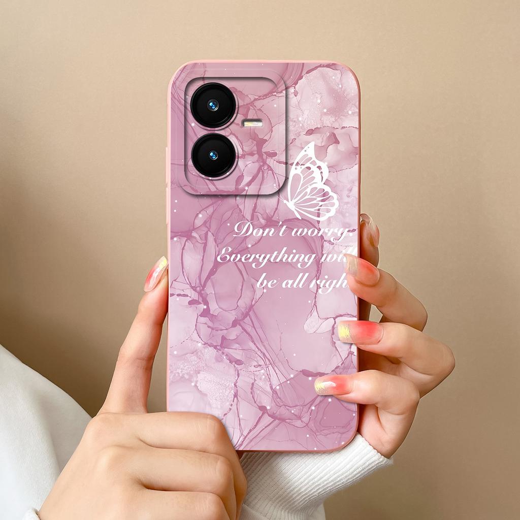 Case For Vivo Y22 Y22S Cover Camera Lens Protector For Vivo Y 22 Soft Liquid Silicone Cartoon Phone Back Covers For Women Man