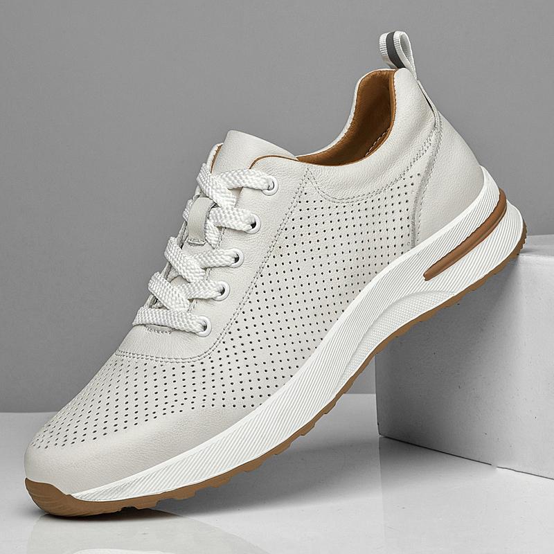 Fashion Genuine Leather Casual Shoes for Men New Lace-up Sneakers Versatile Male Skateboard Footwear Breathable Sports Shoes Trainers