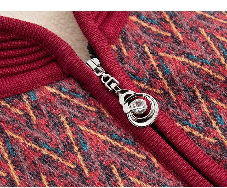 Warm Fleece-Lined Knit Cardigan for Seniors - Autumn/Winter