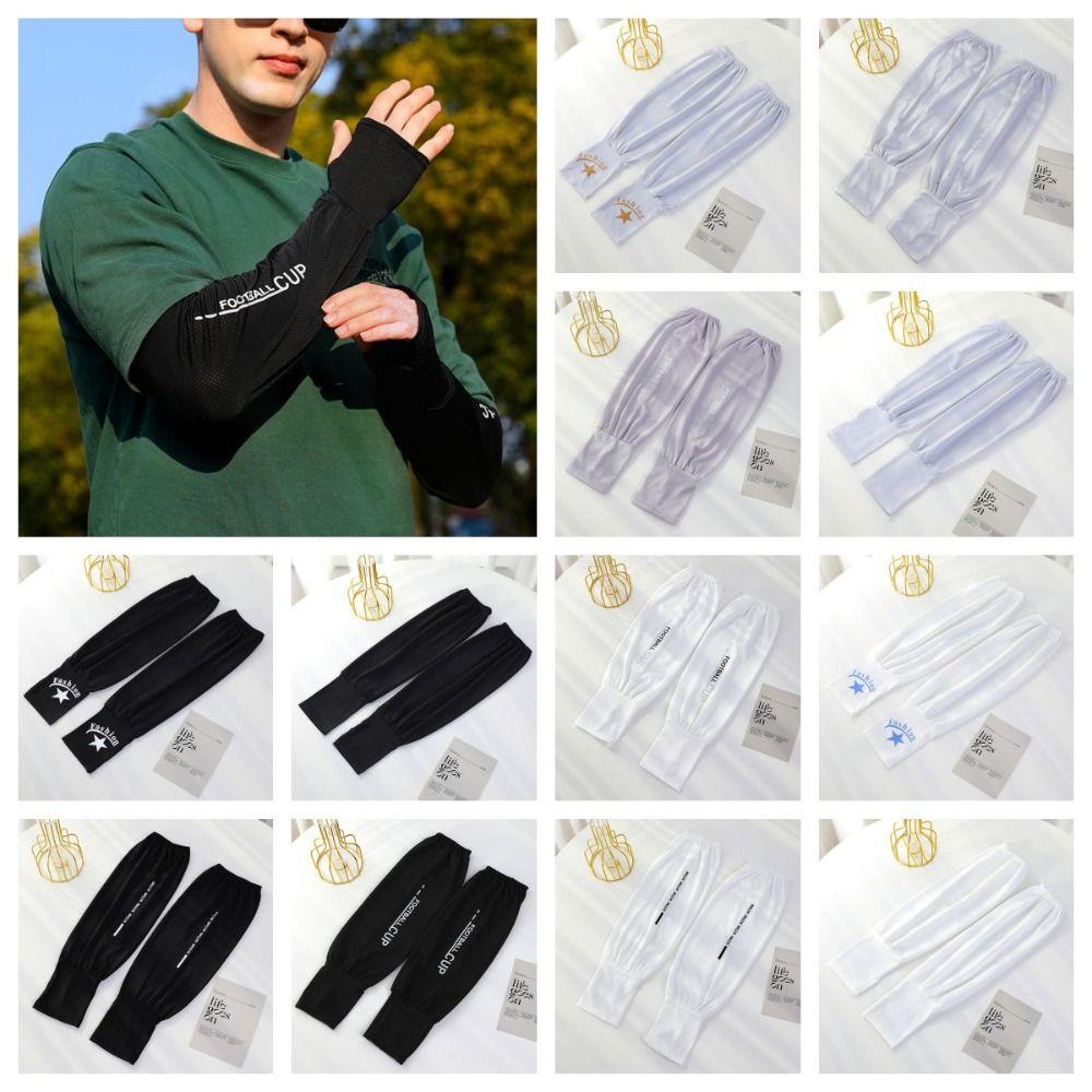 

UV Protection Long Gloves Ice Silk Loose Arm Sleeves Simple Ice Silk Sleeve Running Black-Style A