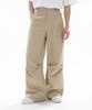 AVELNIS Knee Cut-Out Wide Cotton Pants Beige