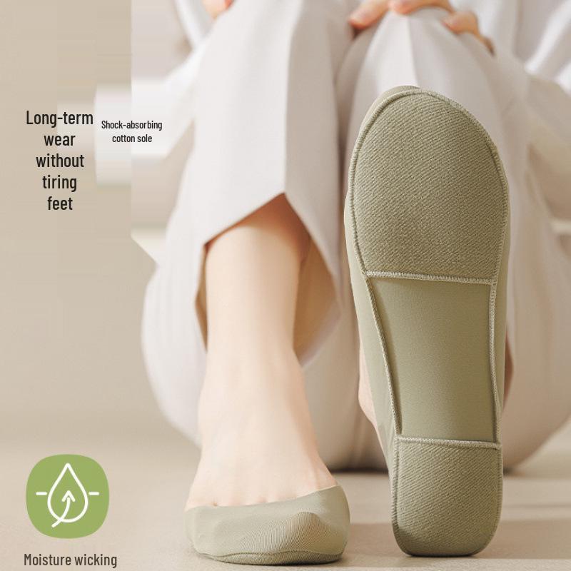 Women's Non-Slip Breathable Boat Socks with Cushioning - Summer Thin Cotton, No Heel Drop