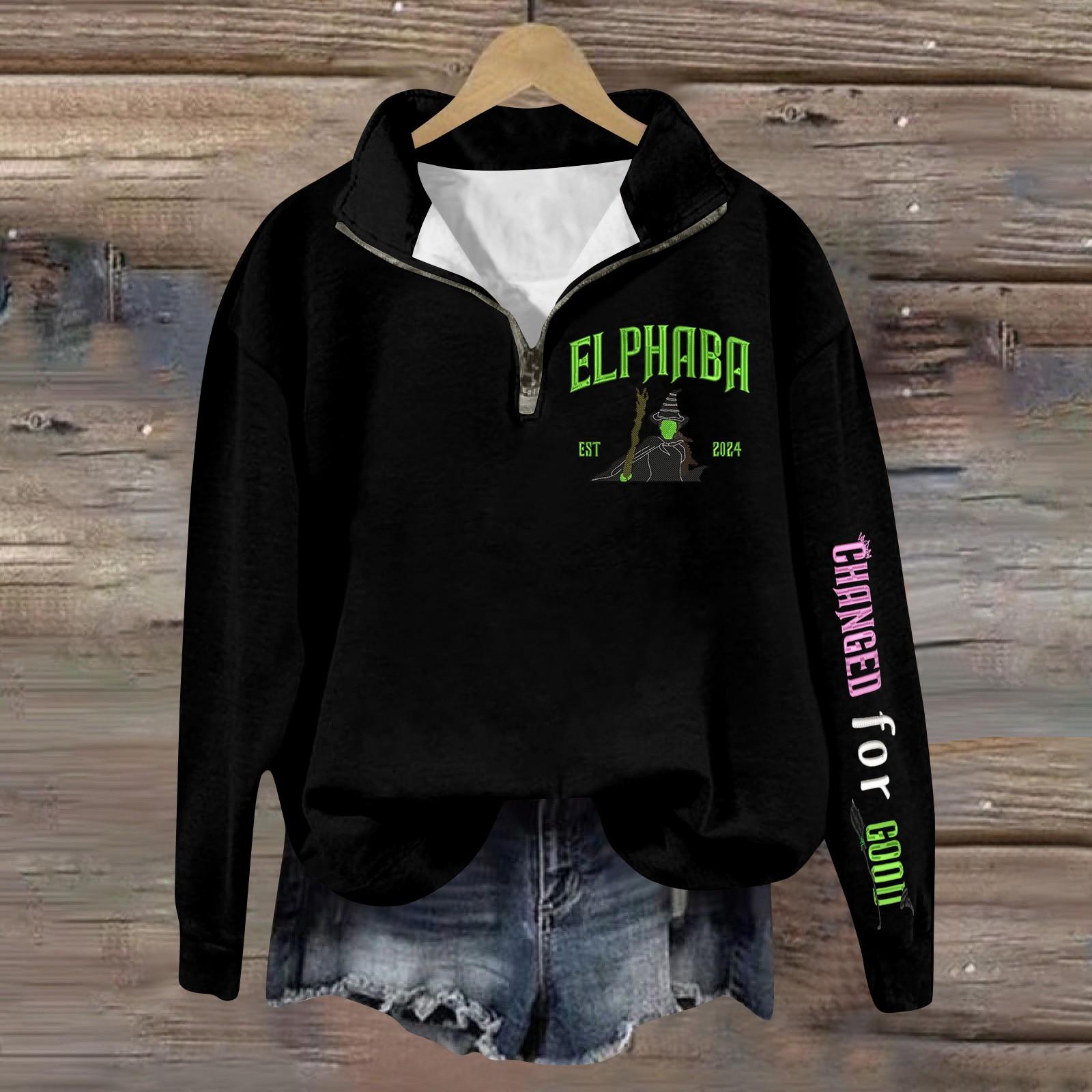 

Женская модная универсальная толстовка с длинными рукавами и принтом ведьмы на молнии L армия зеленый