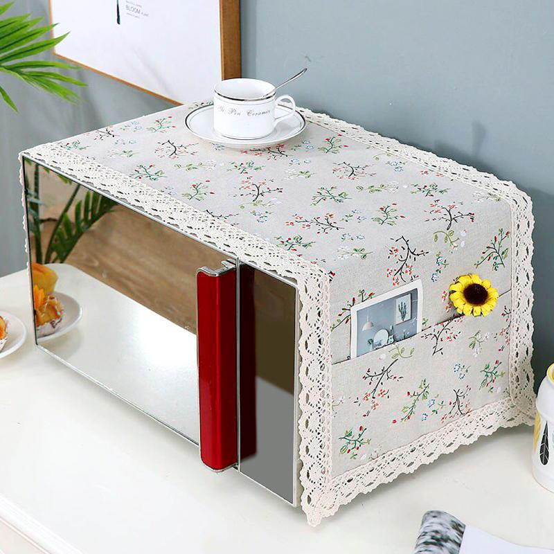 1PC Microwave Oven Machine Washable Cloth Cover Multi-purpose Cotton Linen 100*35cm Grease Proof Cover Kitchen Decor Dust Cover