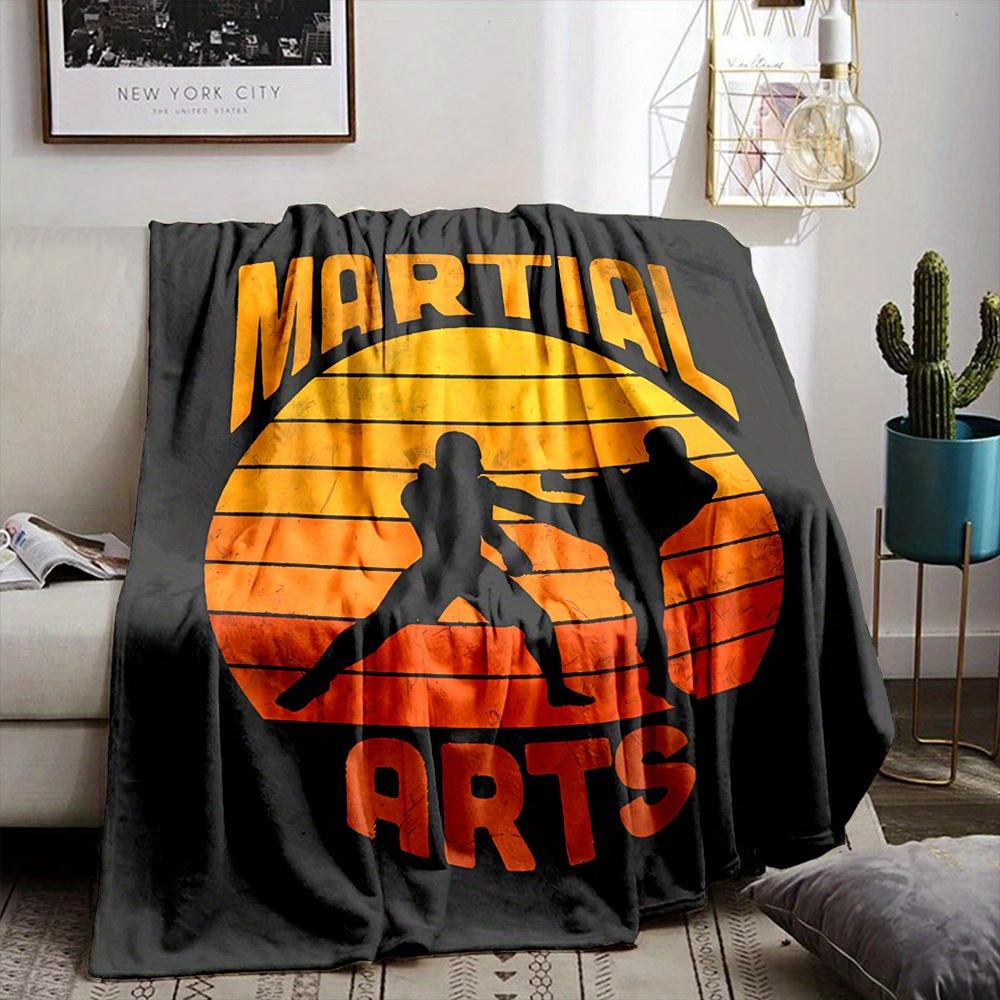 Martial arts figure pattern Flannel printed blanket suitable for all seasons suitable for living room office sofa and travel