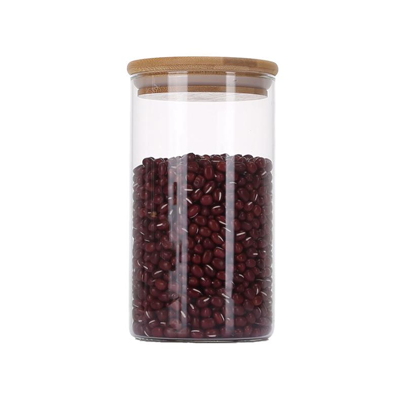 Borosilicate Glass Storage Jar with Bamboo Lid - Ideal for Grains, Seasonings, Candy, or Tea.