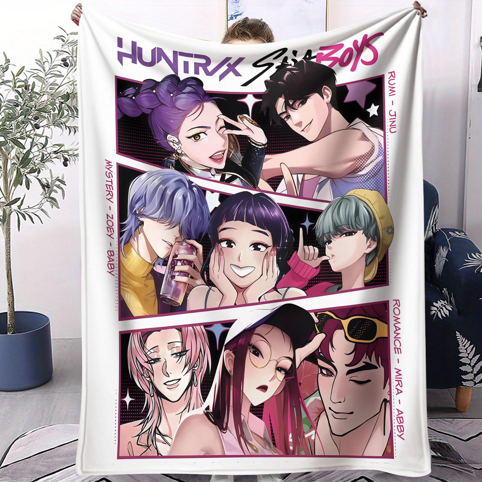 

KPop Demon Hunters Huntrix Soft Cute Blankets Soft Fluffy Cartoon Blanket Air Conditioning Sofa Nap Blanket Huntrix Fan Gifts 70x100cm