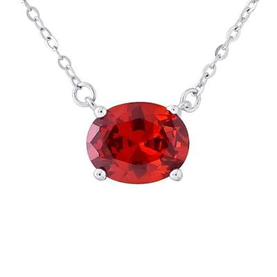 Solitaire Necklace - LOVA LOLA VAN DER KEEN - Synthetic Ruby - 925 Sterling Silver - 45 Cm