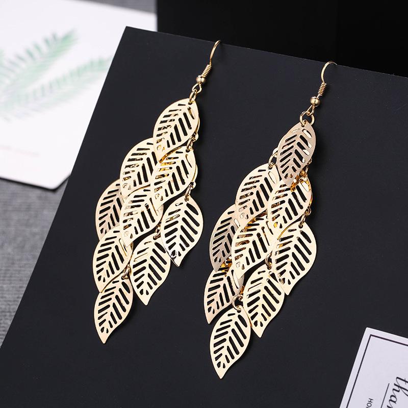 [Fashion Trendy Metal Fringe Long Drop Earrings Exaggerated Elegant Ear Hooks Earrings]