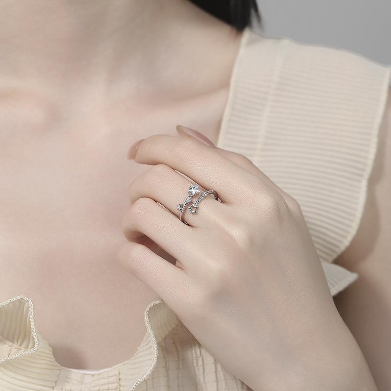 2026 New Star Ring Women's Fashion Personality Light Luxury Niche Simple Open Ring Ins Cold Wind Index Finger Ring Jewelry