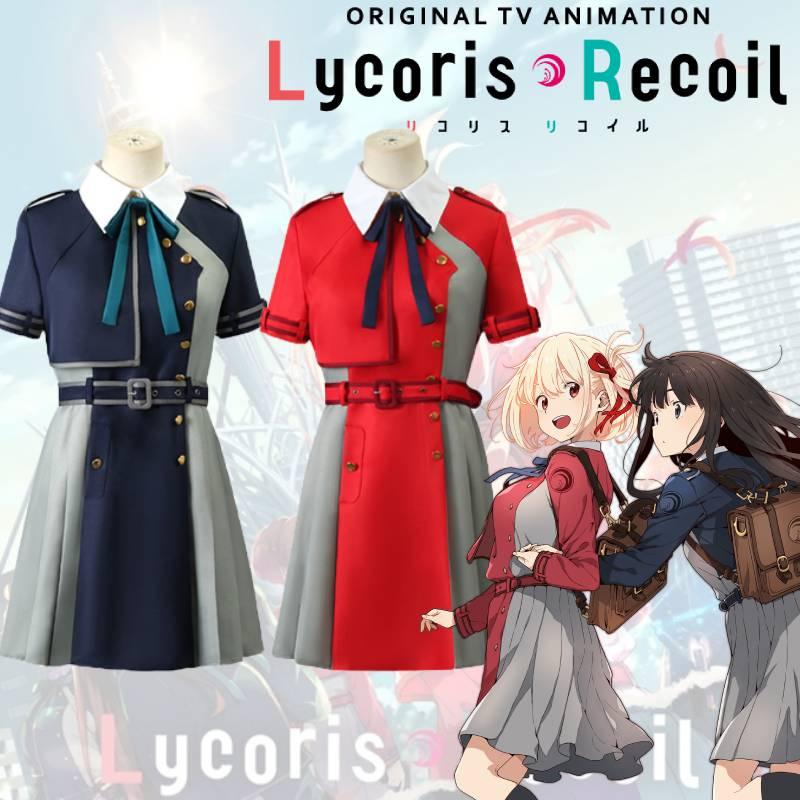 Lycoris Recoil Chisato Nishikigi Takinai Cosplay Kleidung – Kurzer Rock Kurzarm