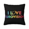 Concours Eurovision de la Chanson Drapeaux Cœurs Esc Ebu Eurofans Taie d'Oreiller Housse de Coussin Musical Décoration Taie d'Oreiller Pour Voiture 45X45Cm
