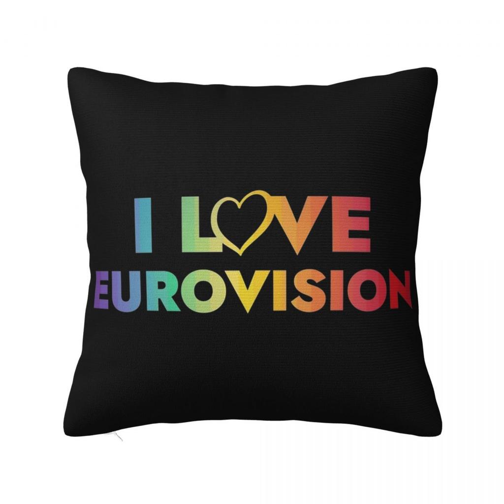 Concours Eurovision de la Chanson Drapeaux Cœurs Esc Ebu Eurofans Taie d'Oreiller Housse de Coussin Musical Décoration Taie d'Oreiller Pour Voiture 45X45Cm