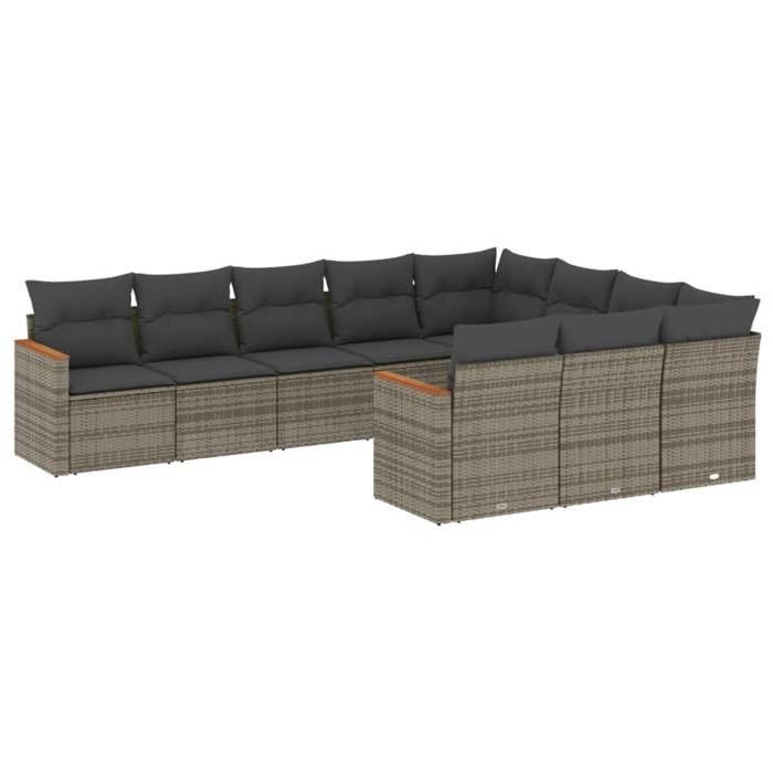 VidaXL Garden Lounge Set with Cushions 10 Pcs, Patio Sofas, Patio Furniture Set, Outdoor Furniture, Grey 3226340