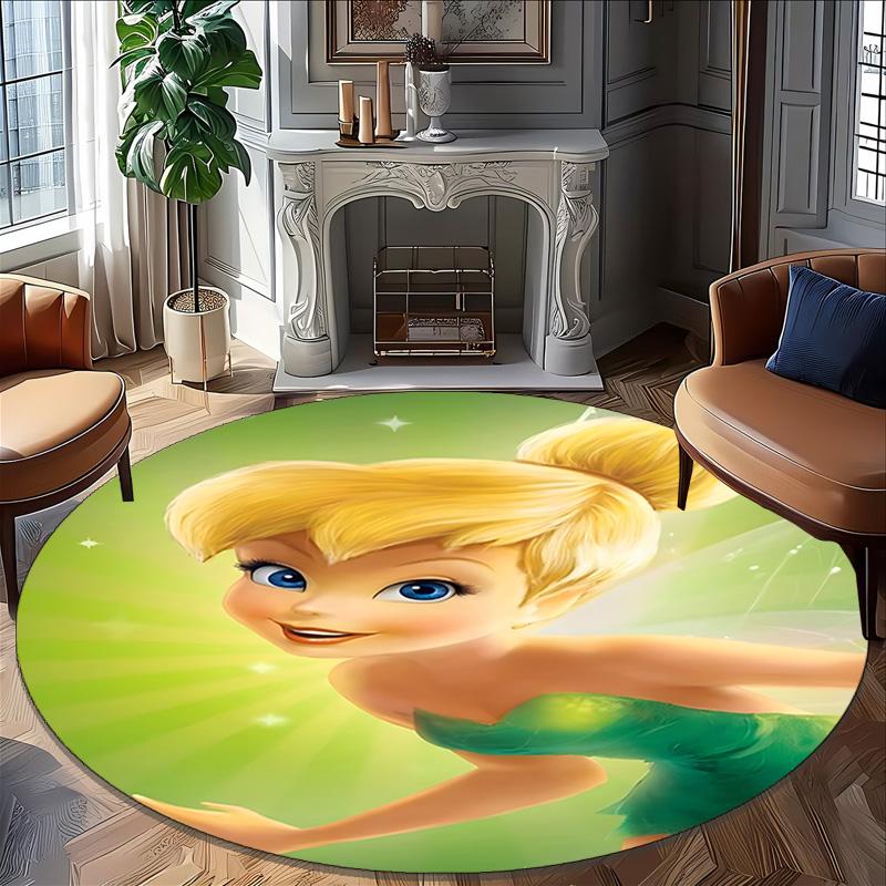 1pc T-Tinkerbell Carpet, Round Rug, Comfortable, Suitable for Entryways, Living Rooms, Office, And Bedrooms, Christmas Decoration
