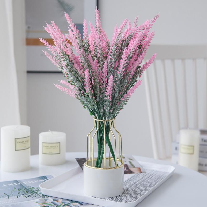 1Pc Artificial Plants Scrapbook Plastic Lavender Vases Home Decor Ornamental Flowerpot Party Wedding Decorative Flowers Diy Gift