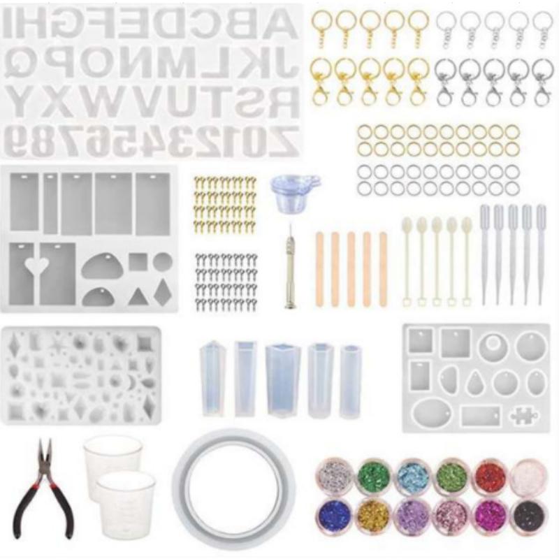 186 Pieces Silicone Resin Casting Molds Starter Kit , Alphabet Number Molds for Resin Casting, DIY Crystal Glue Jewelry Mold Set