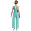 Girls Rhinestone Dance Bodysuit - Shimmery Sleeveless Jumpsuit with Keyhole Back & Side Splits, Built-in Briefs for Performances