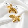 European and American niche glossy flower leaf stud earrings hot-selling simple and versatile commuter earrings metal girls earrings