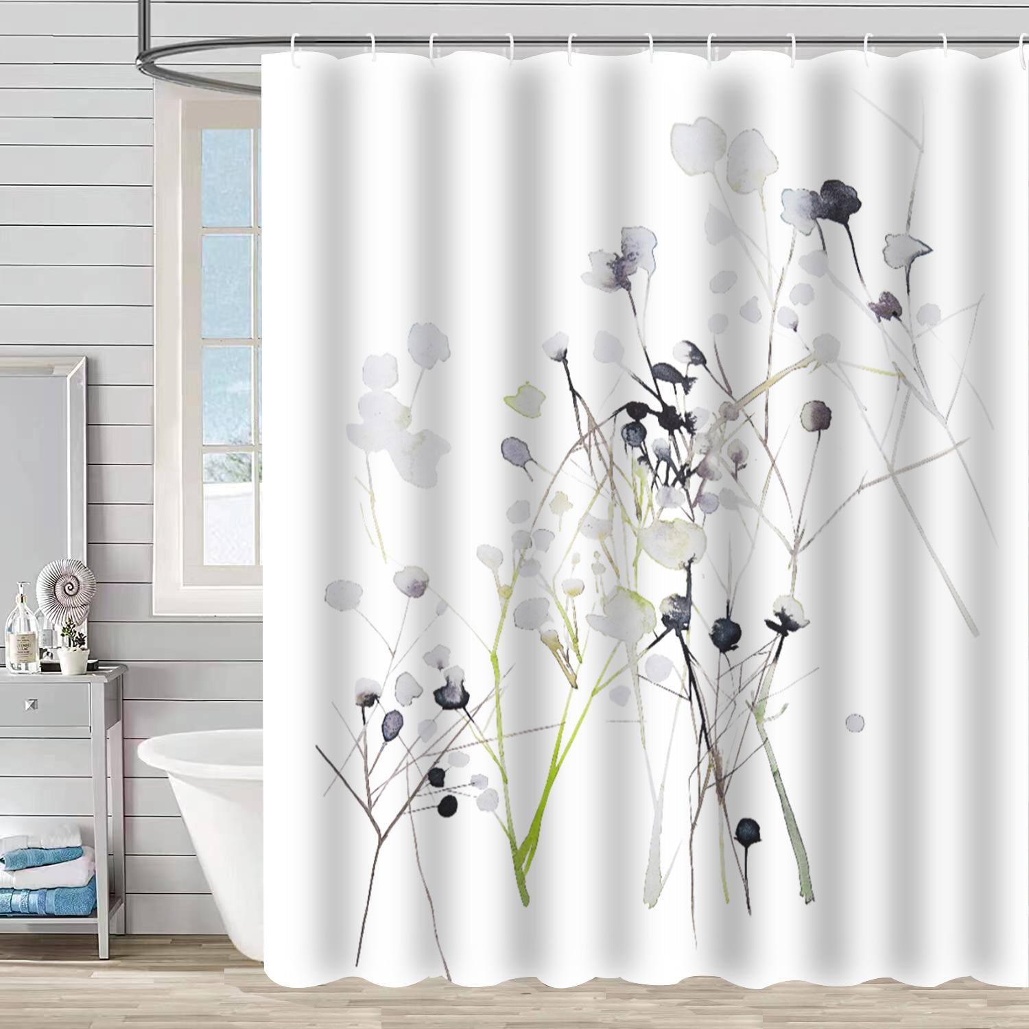 

Watercolor Shower Curtain Digital Print Polyester Waterproof Mildew Proof With Brass Grommets W60H190(CM)-1 Pcs